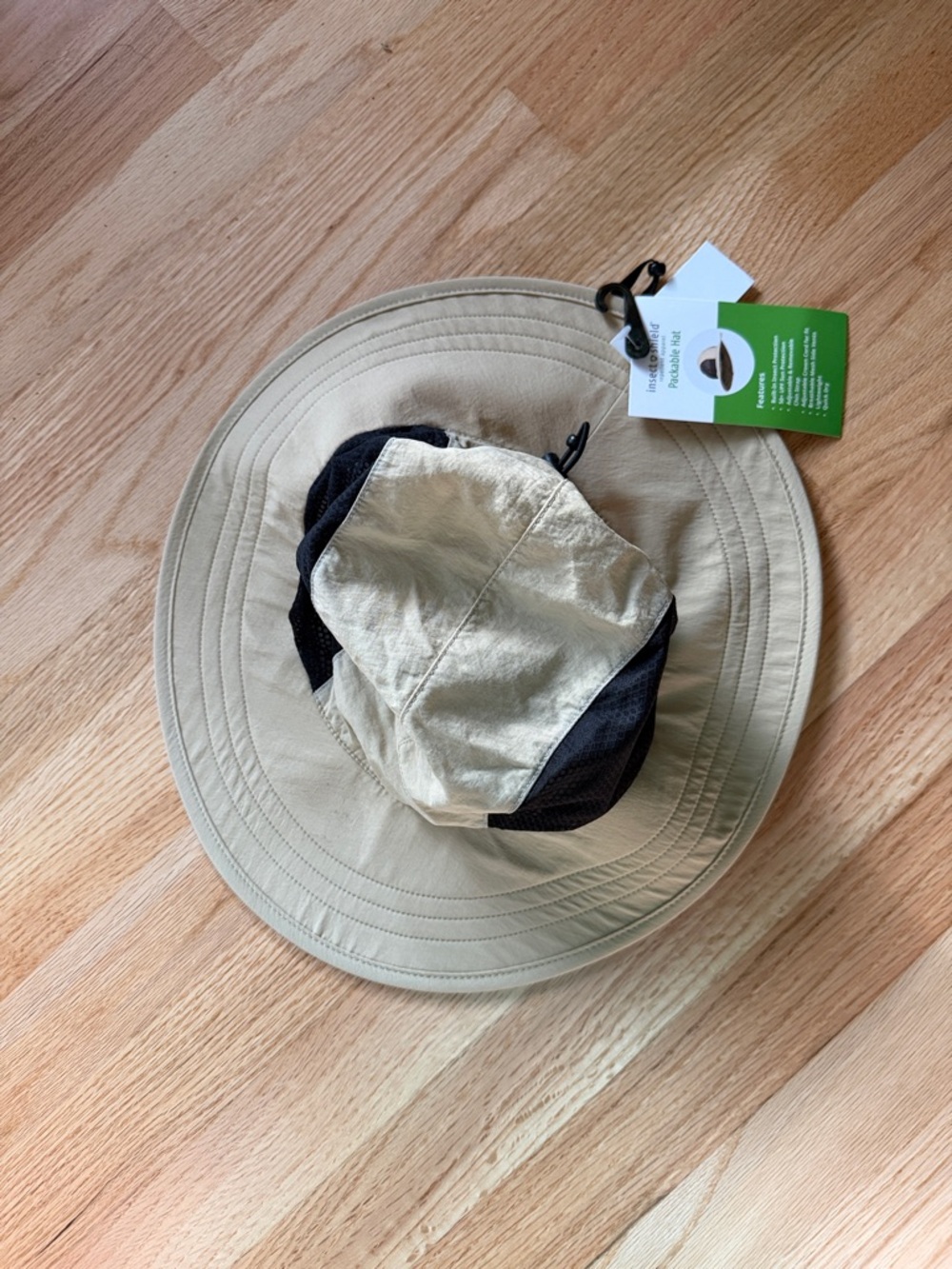Insect Shield Packable Sun Hat in Khaki with Black Mesh Panels